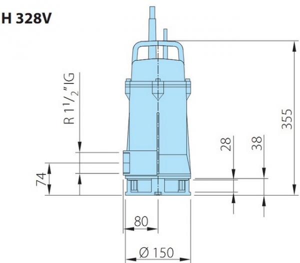 Размеры насосов HOMA H328V (вид сбоку)