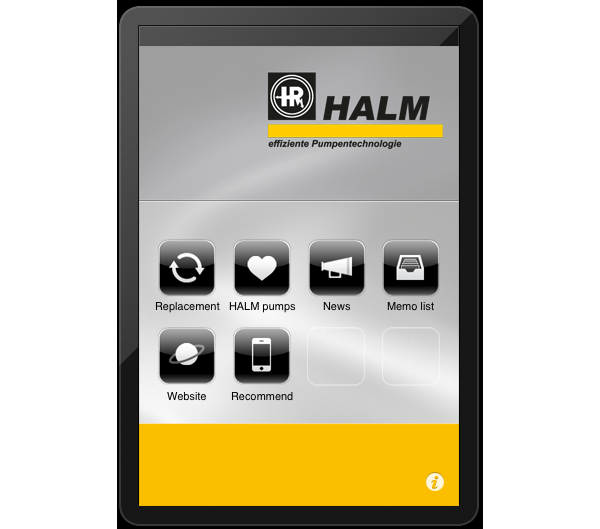 Интерфейс программы подбора насосов HALM на Apple iPhone