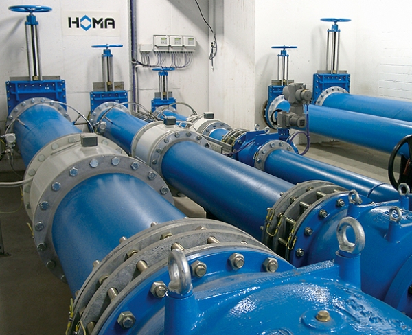 Автоматическая система контроля насосов канализационной насосной станции на испытательном стенде завода HOMA 